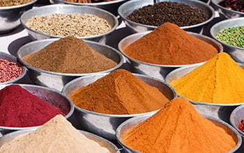 Bowls with various spices