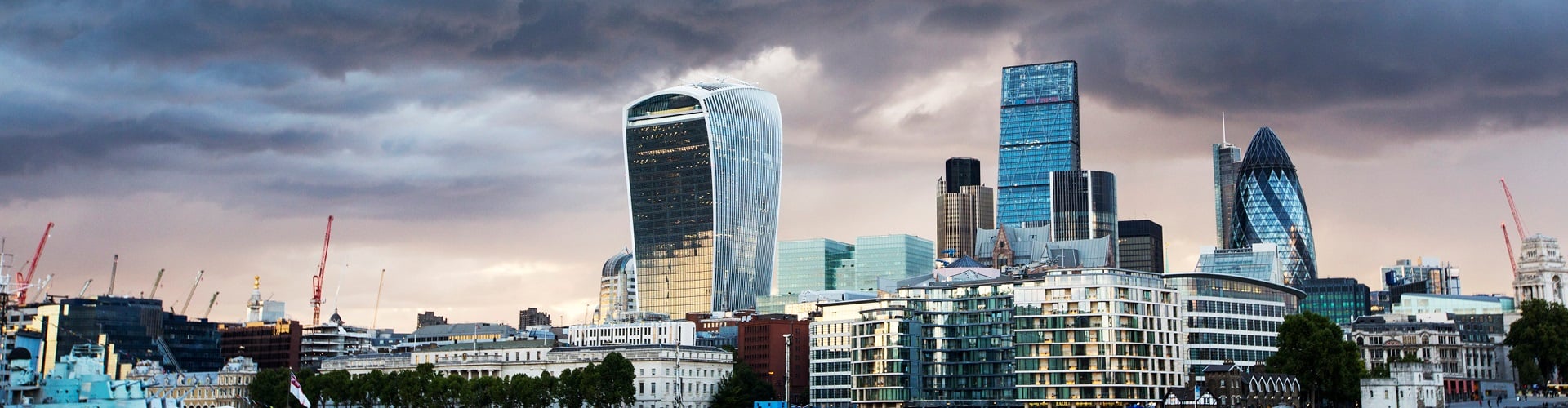 ominous sky over London cityscape