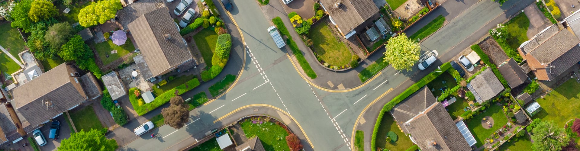 Aerial picture of a row of houses-