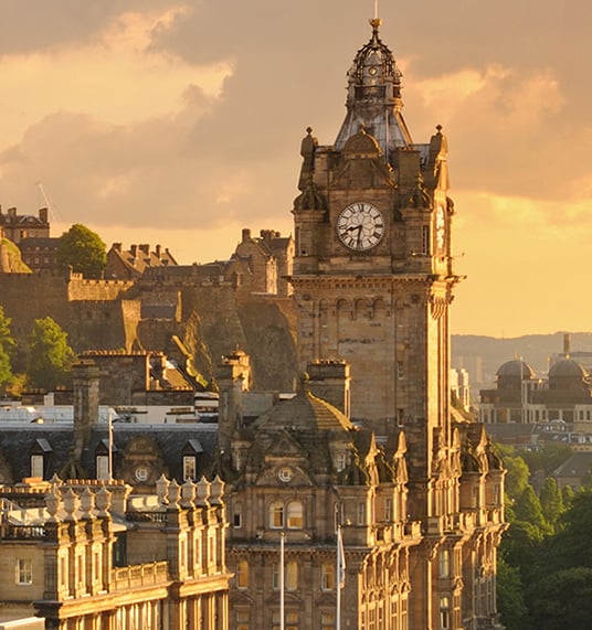 Historic buildings with a clock tower