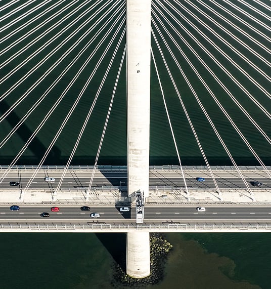 Top view of the big white bridge