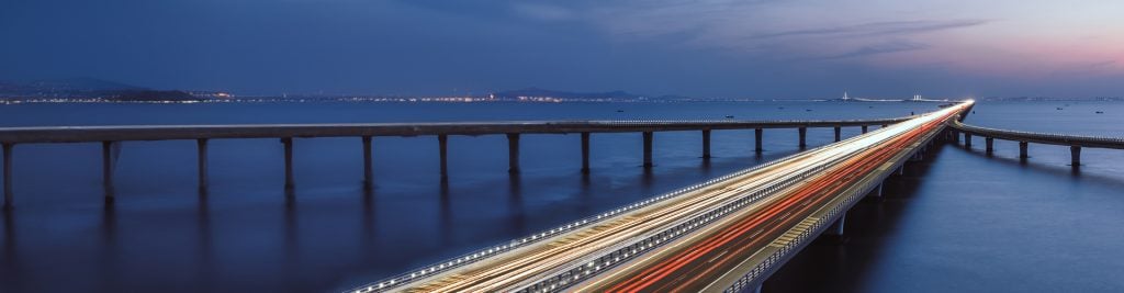 Cross-sea bridge at night -