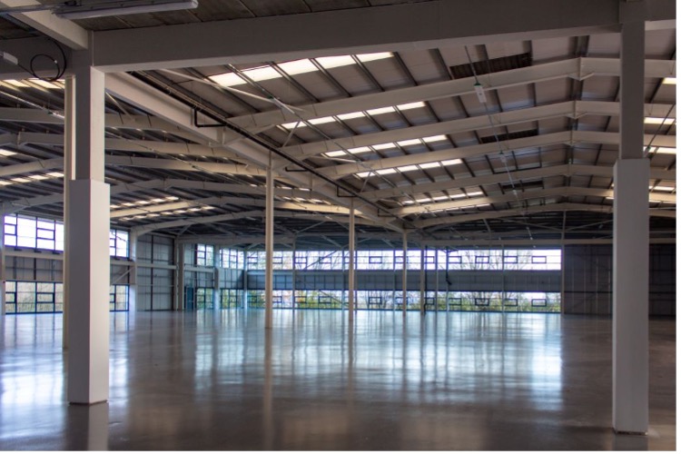 Warehouse in a glass building