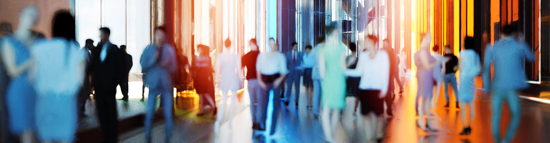 People gathered in modern building