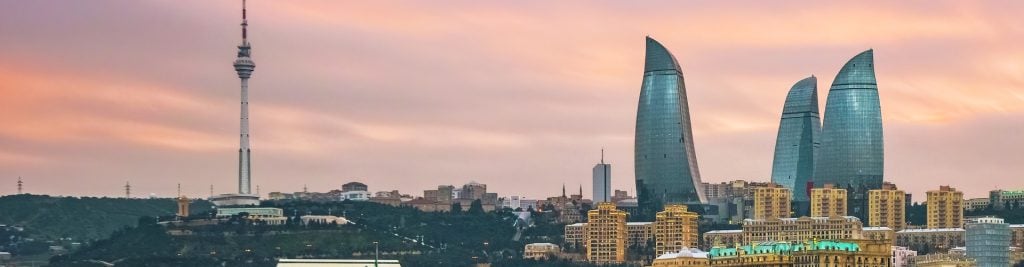 Baku skyline at sunset